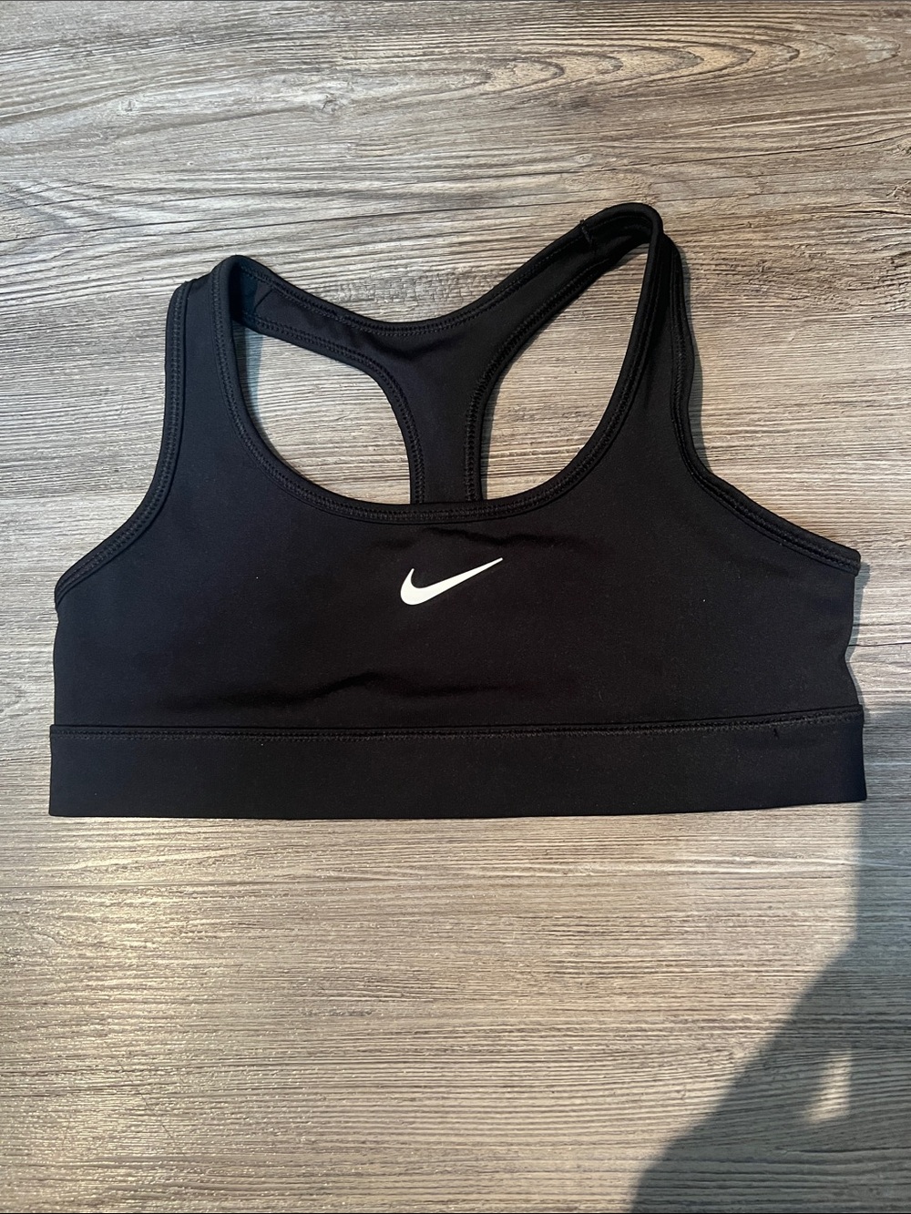Child Nike Black Racerback Sports Bra with White Swoosh- Size Small